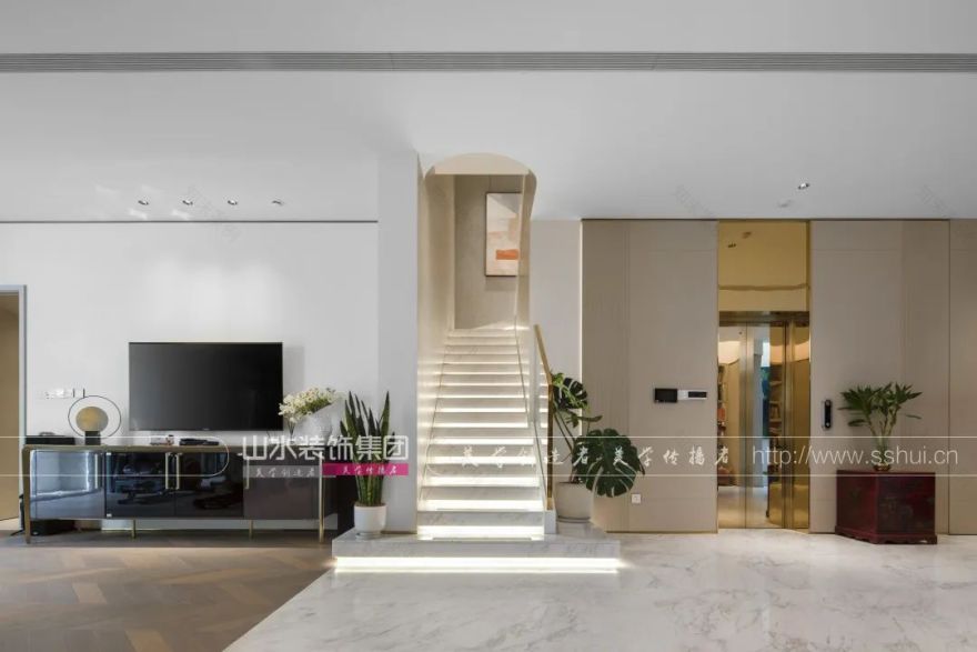 现代轻奢别墅设计丨山水装饰集团-43