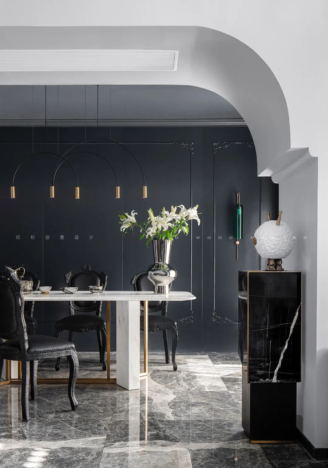 红杉创意设计 | 西安 360㎡现代家居，巧妙融合多种文化元素-47