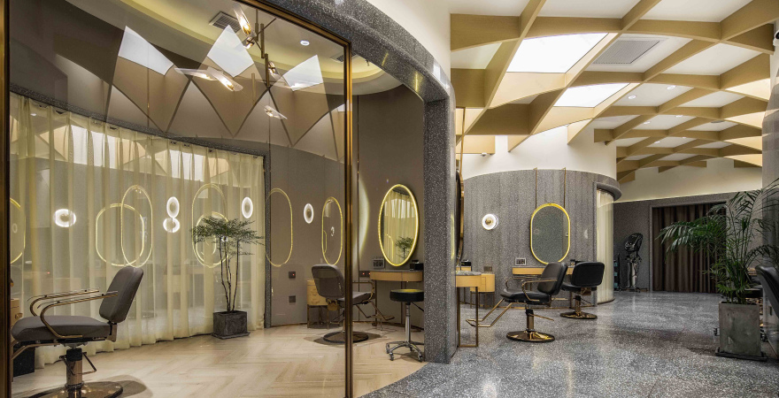 《静雅回廊》 | 广州美发沙龙设计,古铜钢与水磨石的完美融合-15
