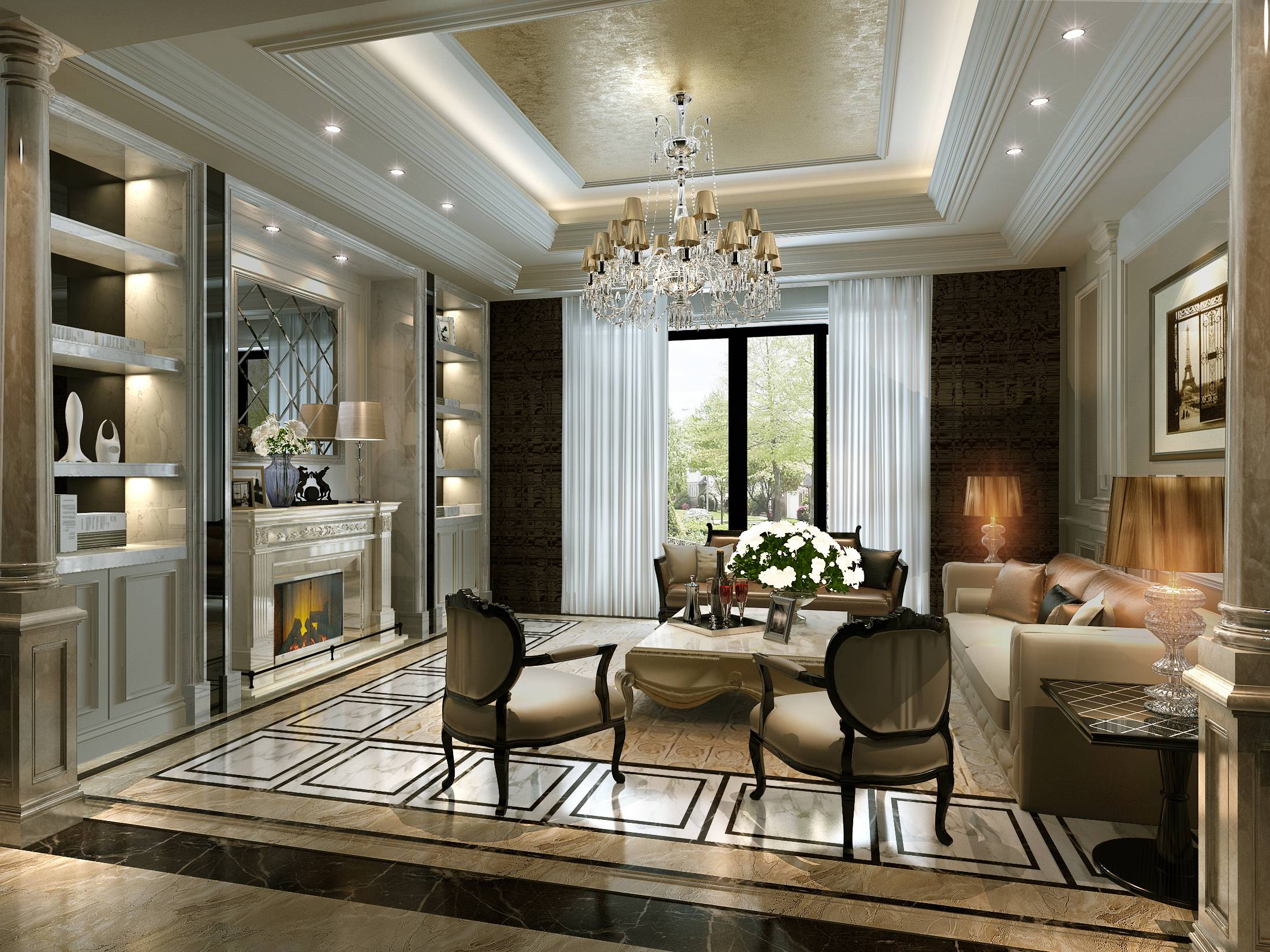 法式风格 上海高档法式奢华样板房CAD施工图-5