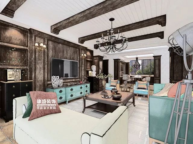 康盛装饰┃180㎡美式复古私宅·一步一景的视觉盛宴-40
