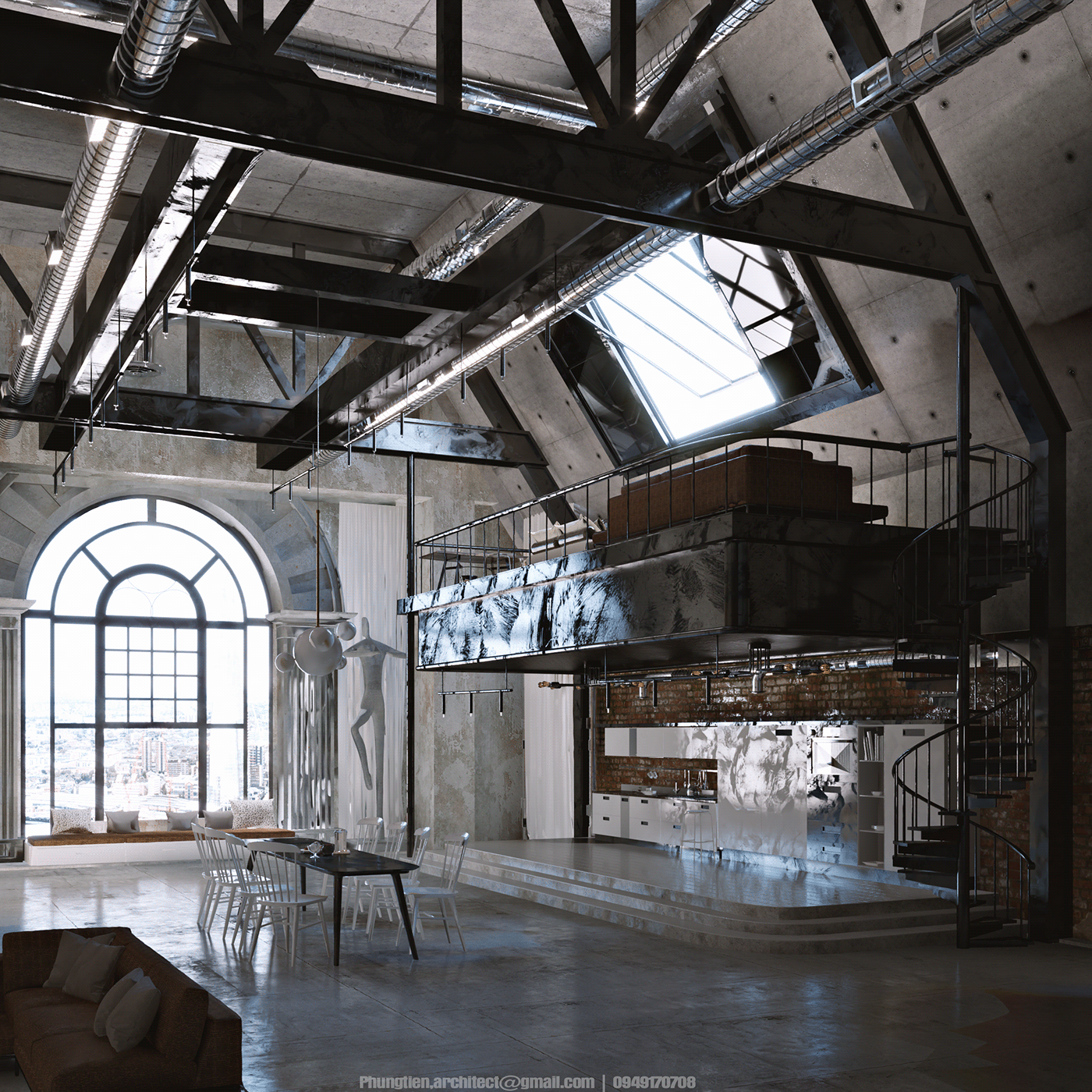 Anastasiya Gushchina丨公寓丨CGI | INDUSTRIAL INTERIOR DESIGN | HOUSE-0