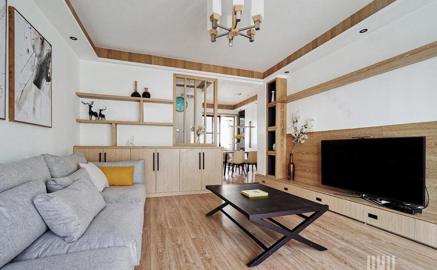 鸿鹄设计上海原木北欧风平层-7