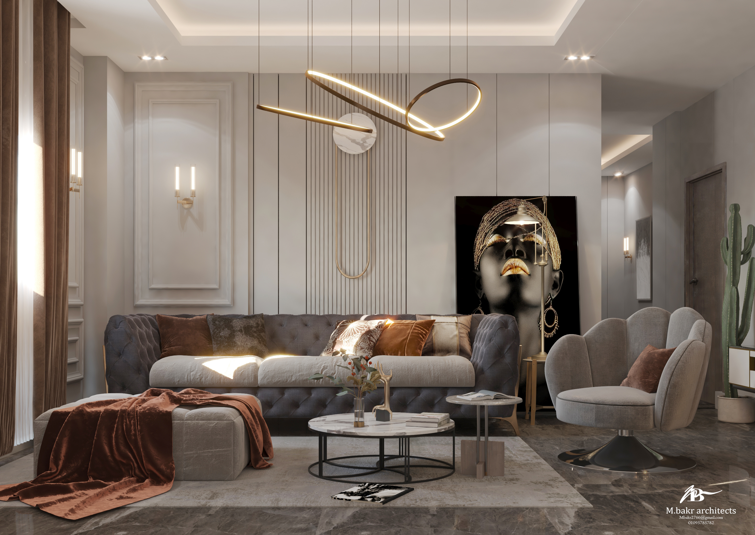 客厅室内设计丨mohamed bakr Architects-4