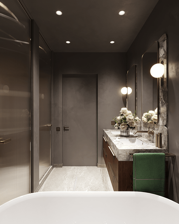 大理石与胡桃木主浴室丨乌克兰基辅-14