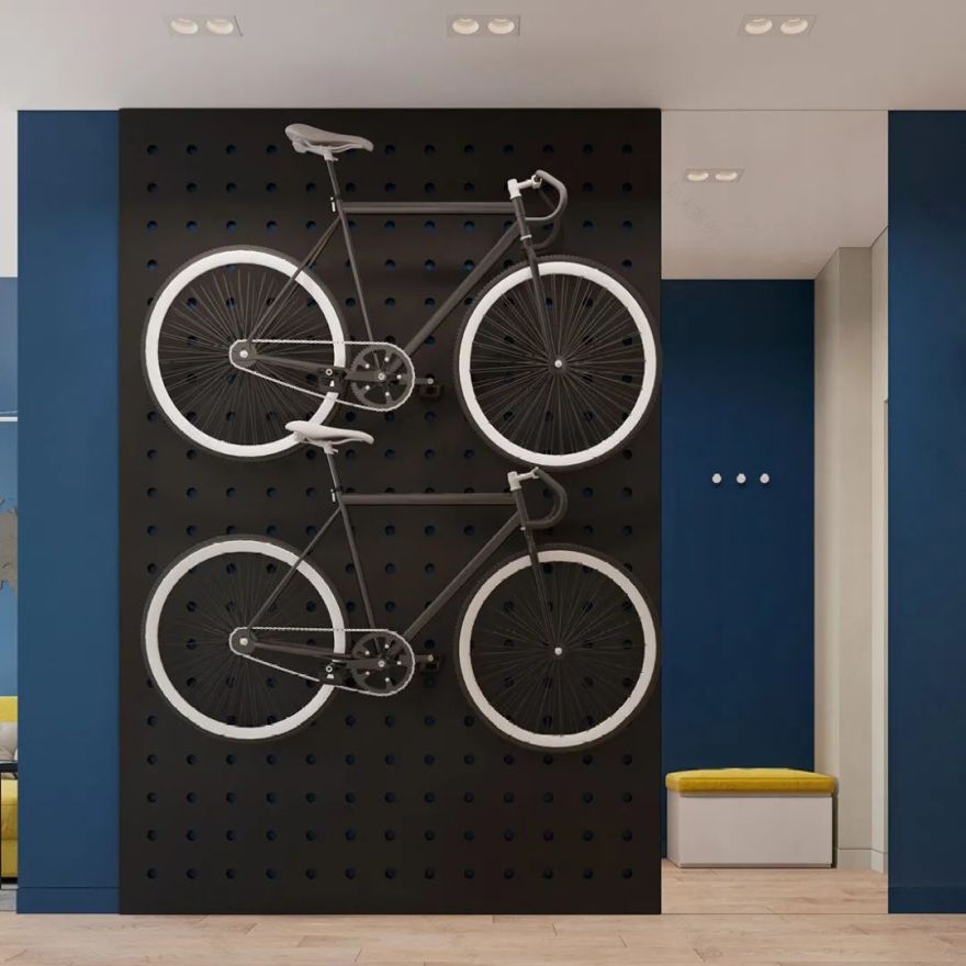 在黄与蓝的生动包围下,自行车上墙了???-13