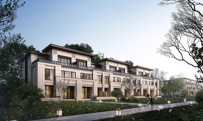 联排别墅双拼别墅建筑外观设计案例效果图-10