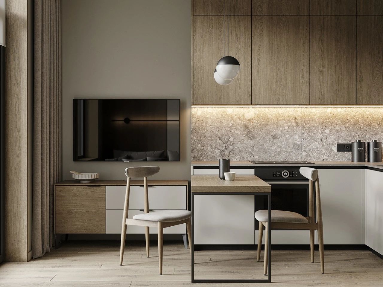 41㎡原木奶油色简美小宅丨Alexander Savinov-13