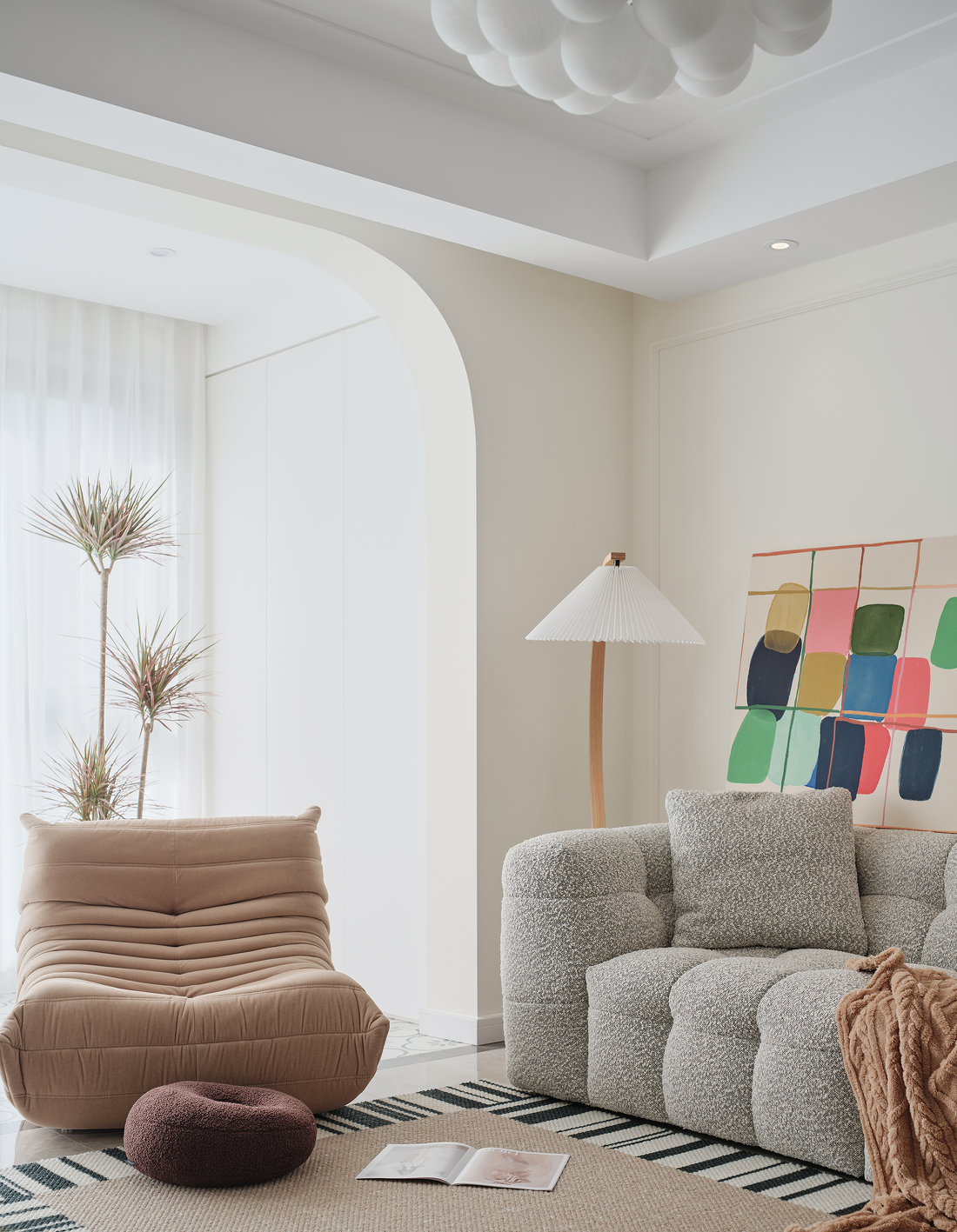 现代奶油风三口之家改造-23