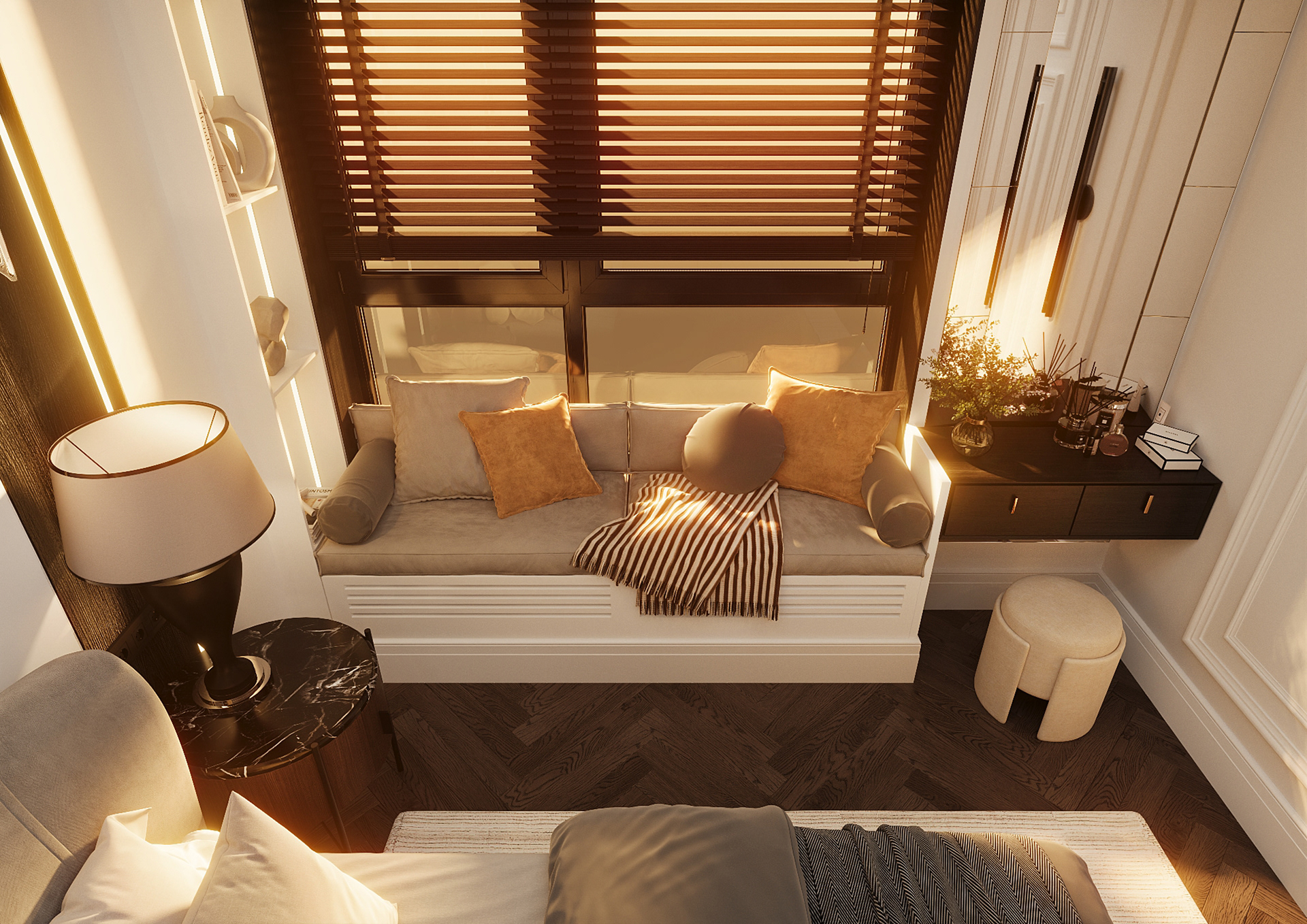 BEDROOM INTERIOR. DESIGN + 3D VISUALIZATION-2