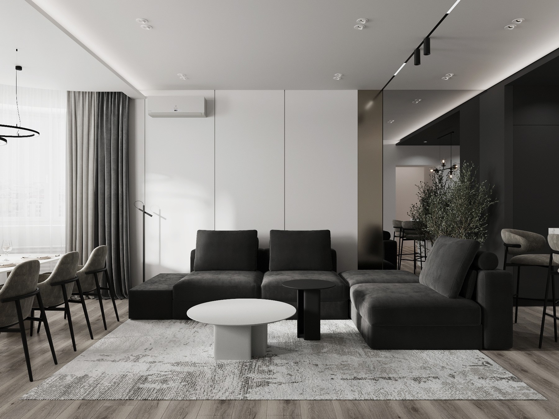 101㎡高级黑色系住宅设计-2