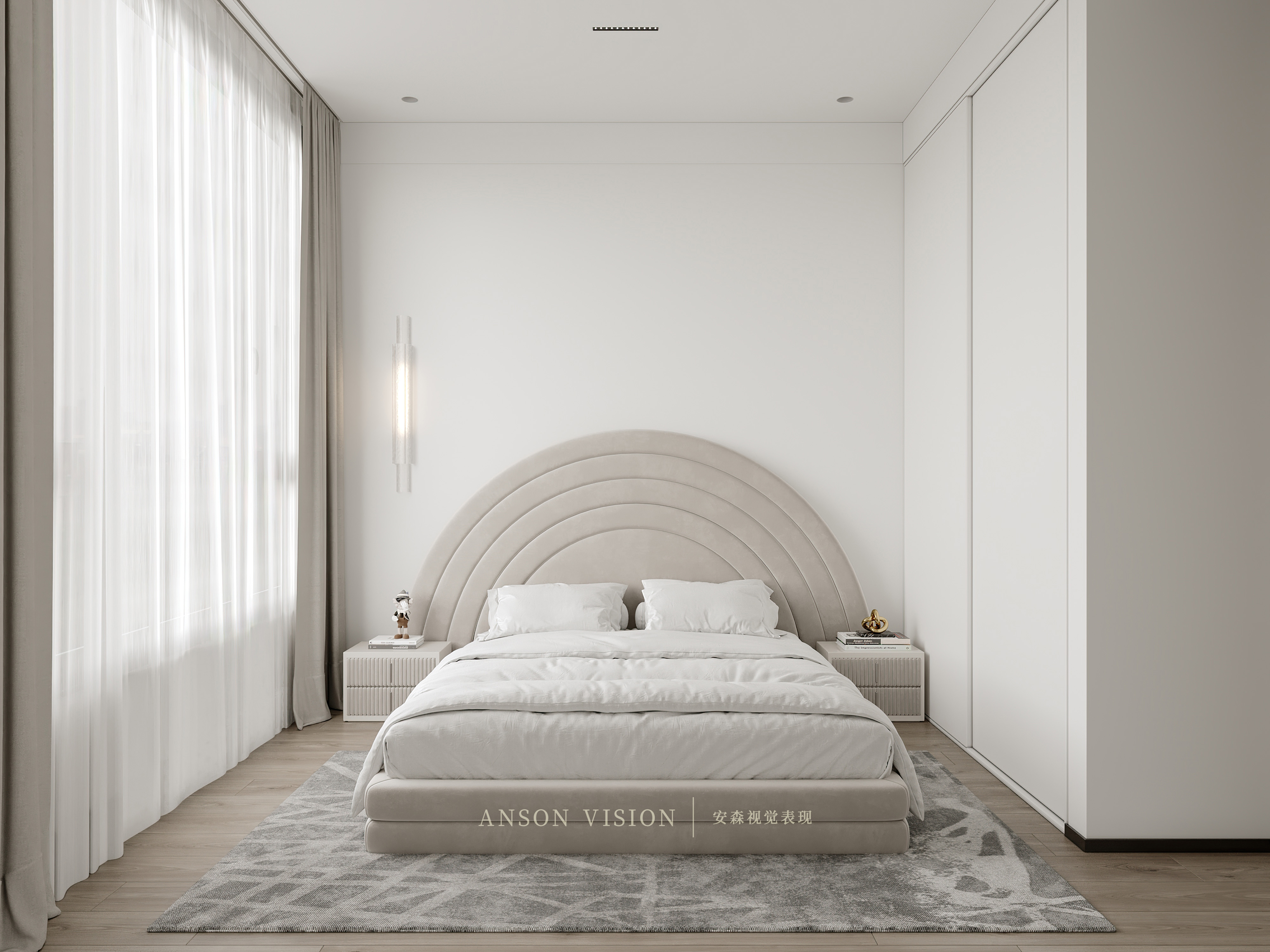 黑暗风现代客餐厅卧室设计案例丨Ansonvision·蒙头睡-23