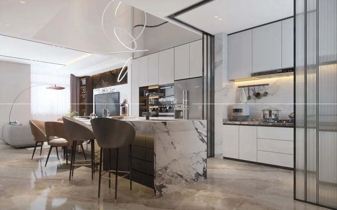 河与墅·王清玉设计·现代简约·200㎡中叠丨青马别墅空间设计-57