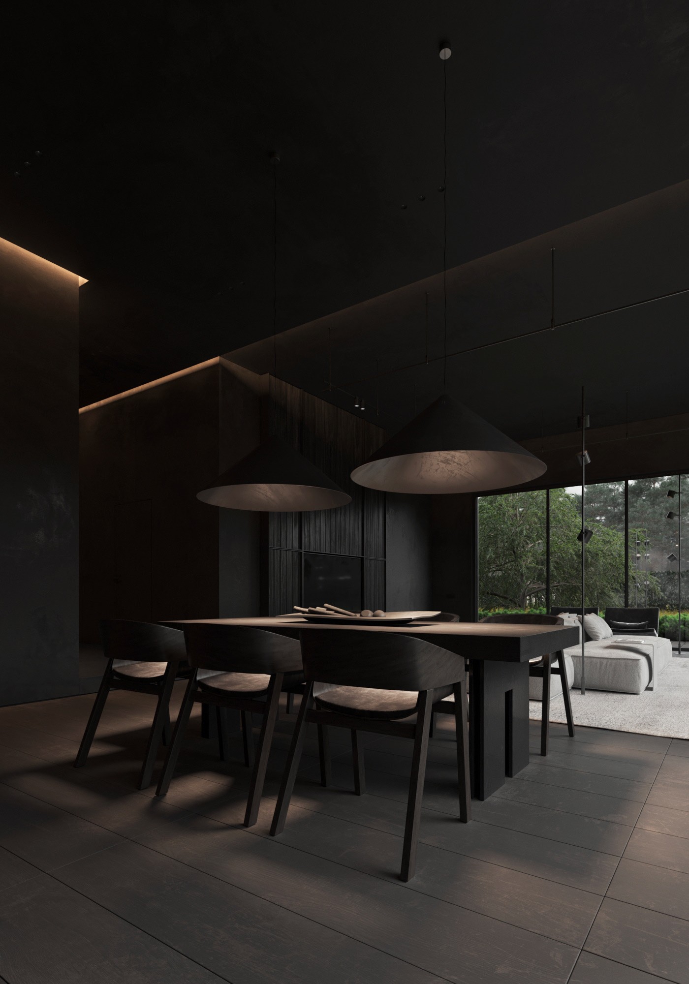 高级黑 极简别墅设计！-20