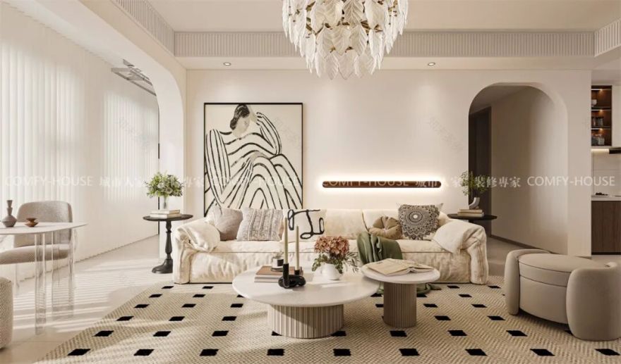 【海信观悦】139㎡丨不堆砌不浮夸,法式奶油风的‘简’与‘奢’平衡术-37