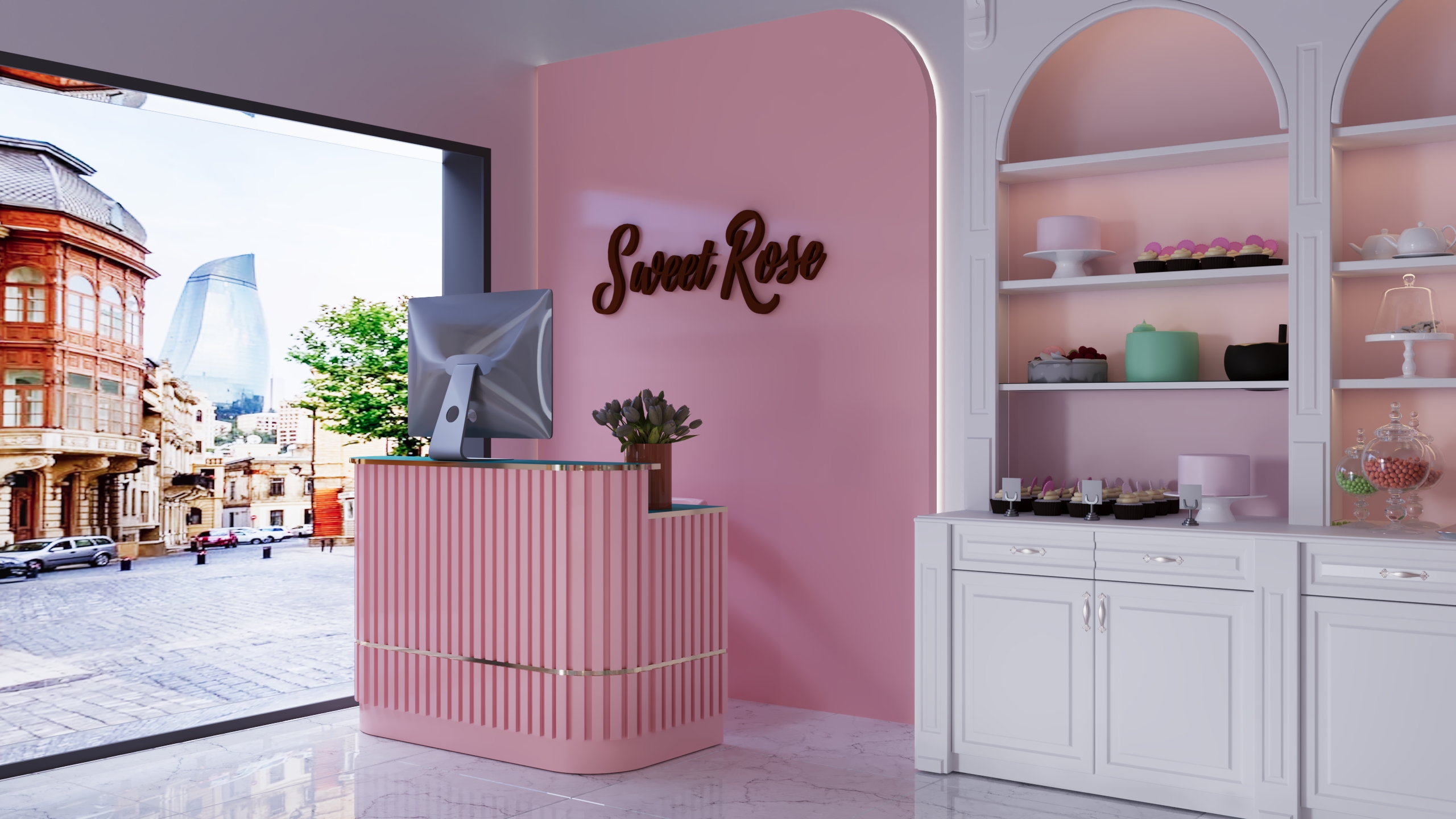 "Sweet Rose” şirniyyat evinin interyer dizayn həlli-3