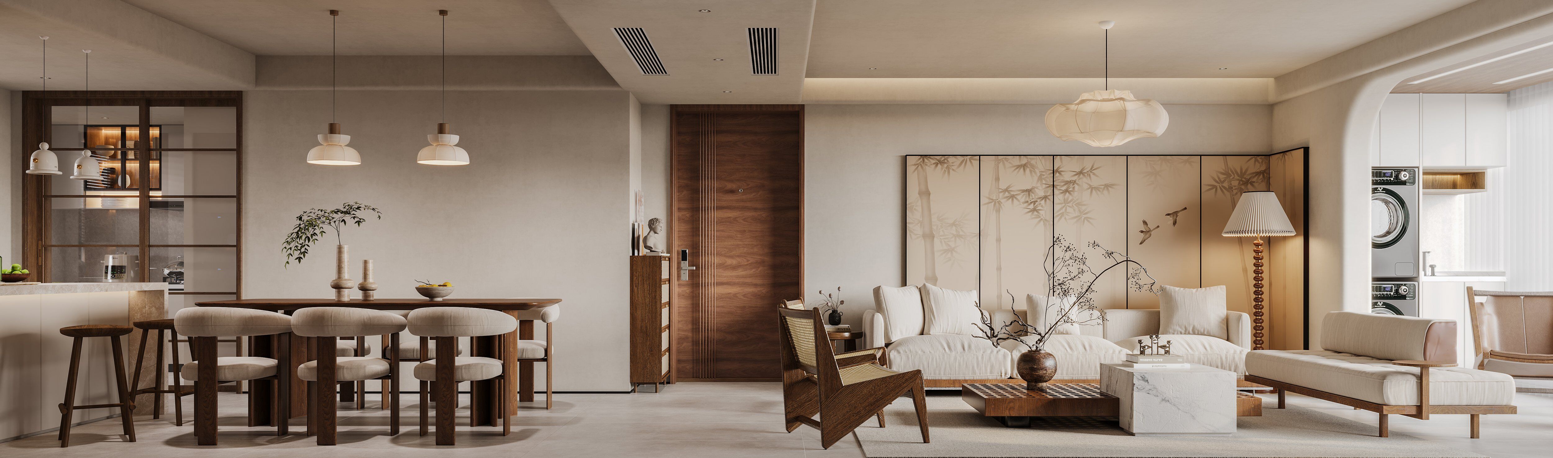 现代挑空别墅全屋全景-2