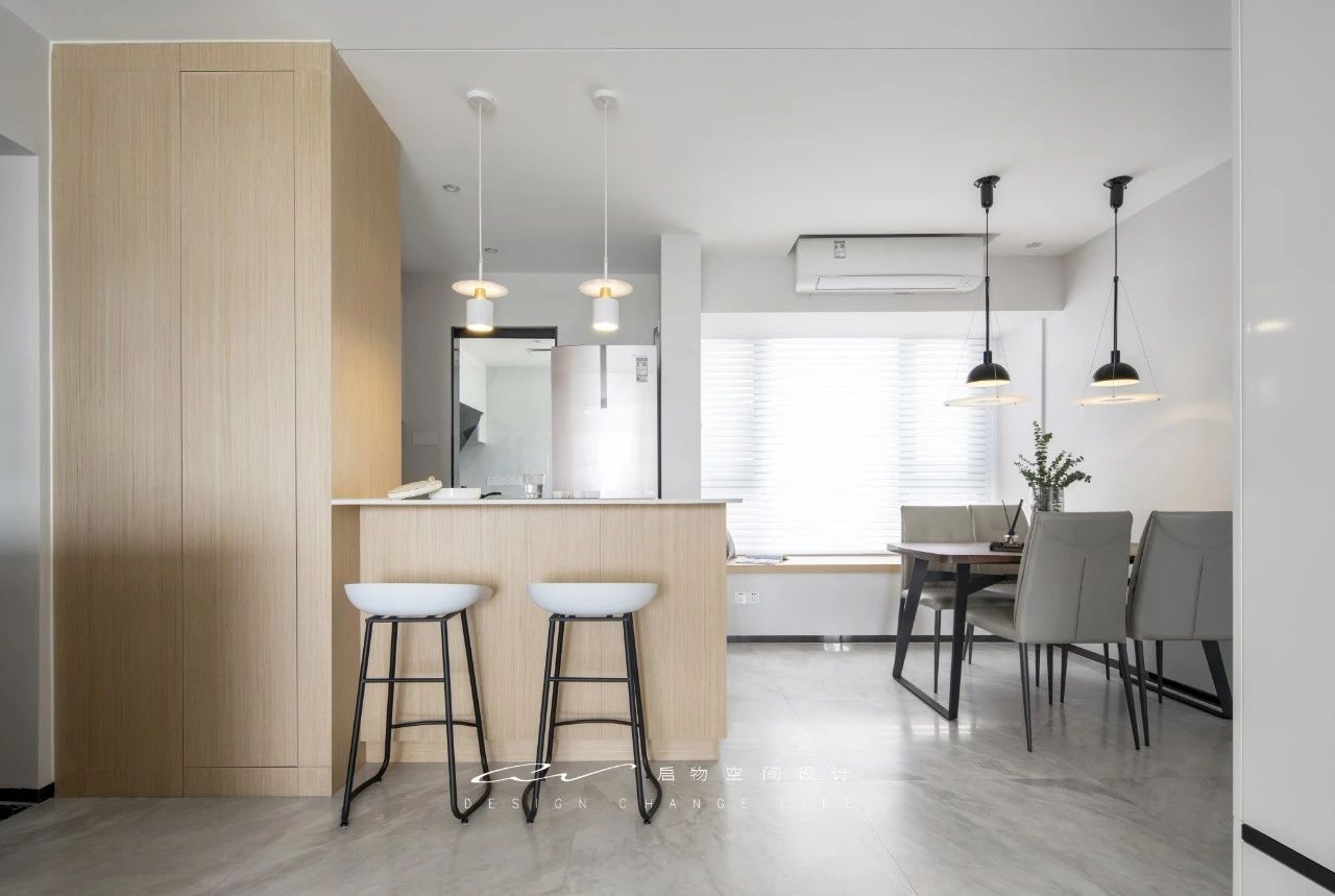 南山 110㎡简约之家,隐藏管线、吧台设计、一墙多用电视墙-12