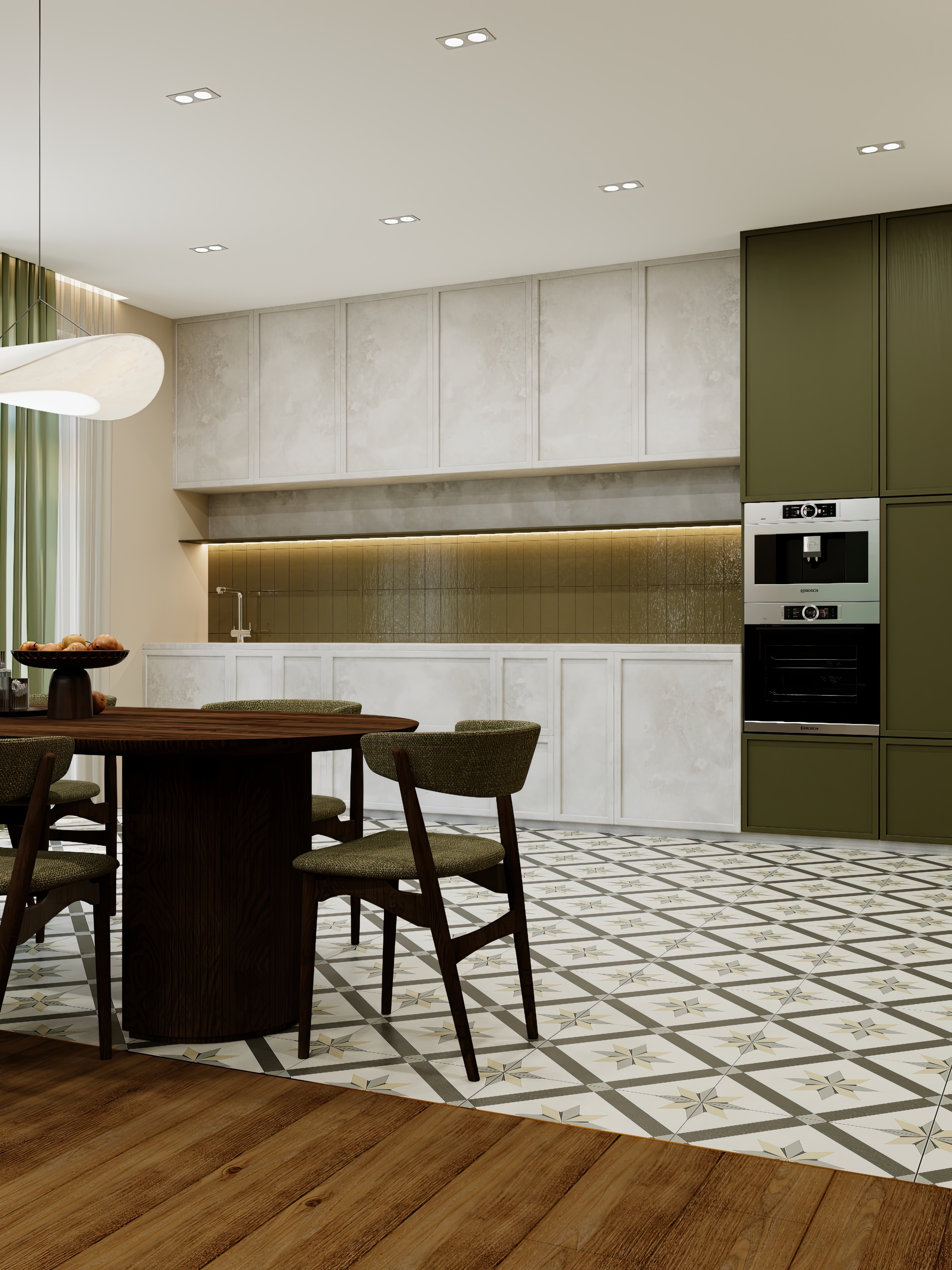 Візуалізація кухні вітальні з акцентним кольором-3