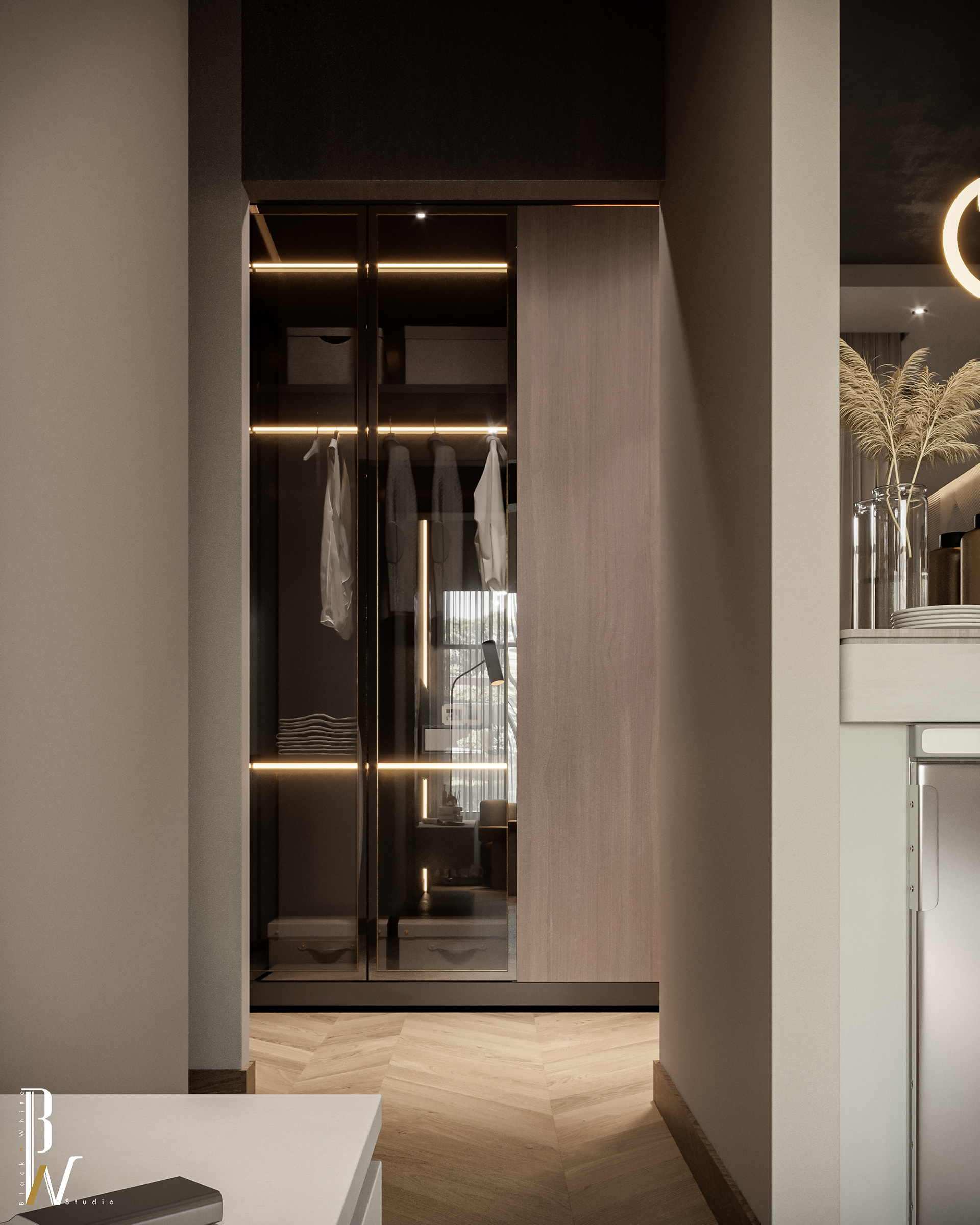 现代卧室丨阿联酋丨Black N White-17