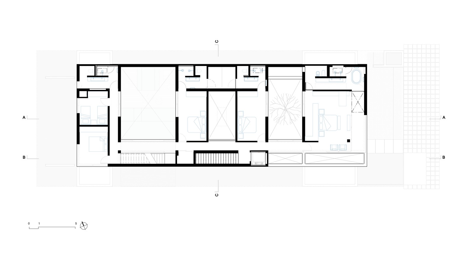 边界住宅 | 耐候钢棱柱框架与交错空间设计-20