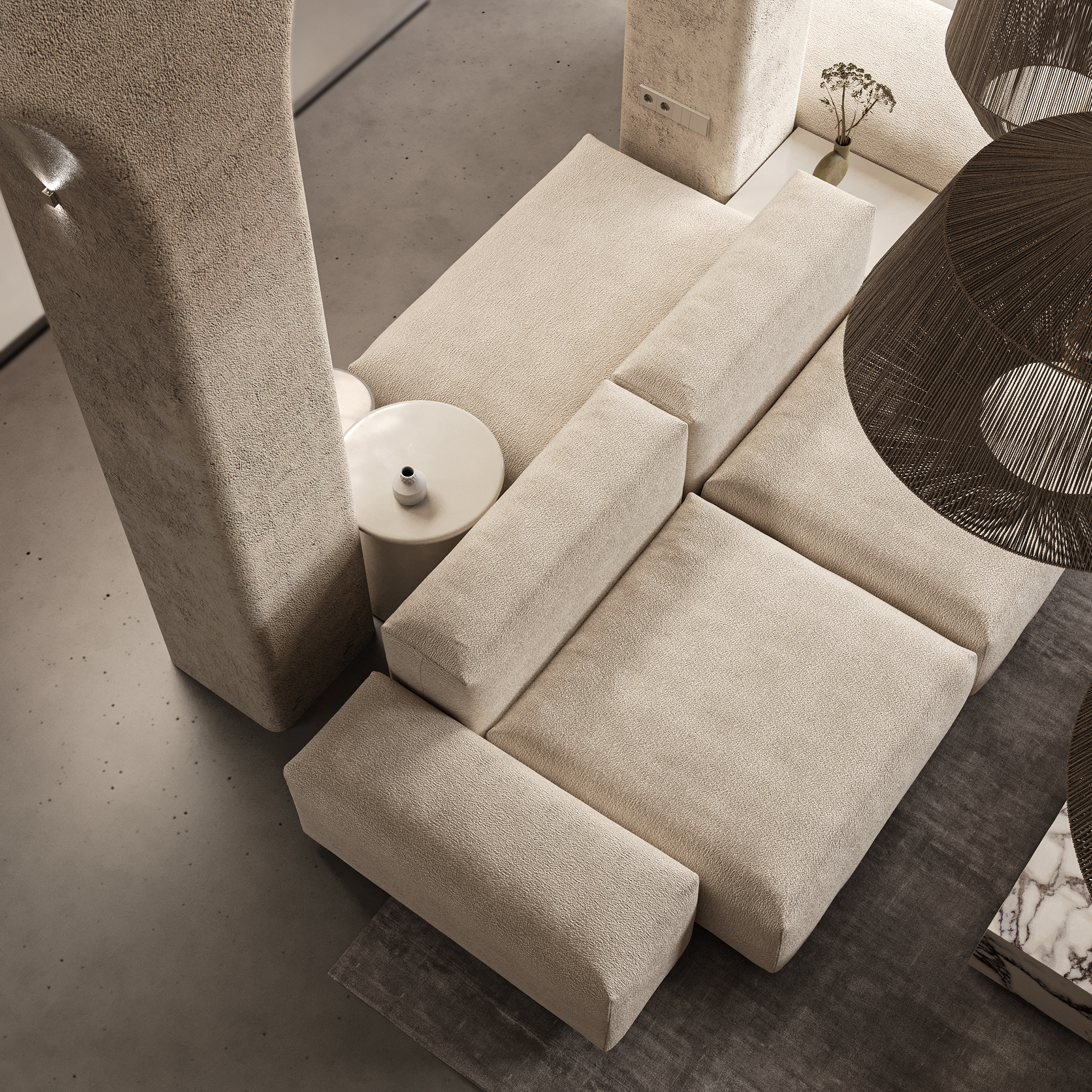 Дом в скале - интерьер кухни-гостиной-7