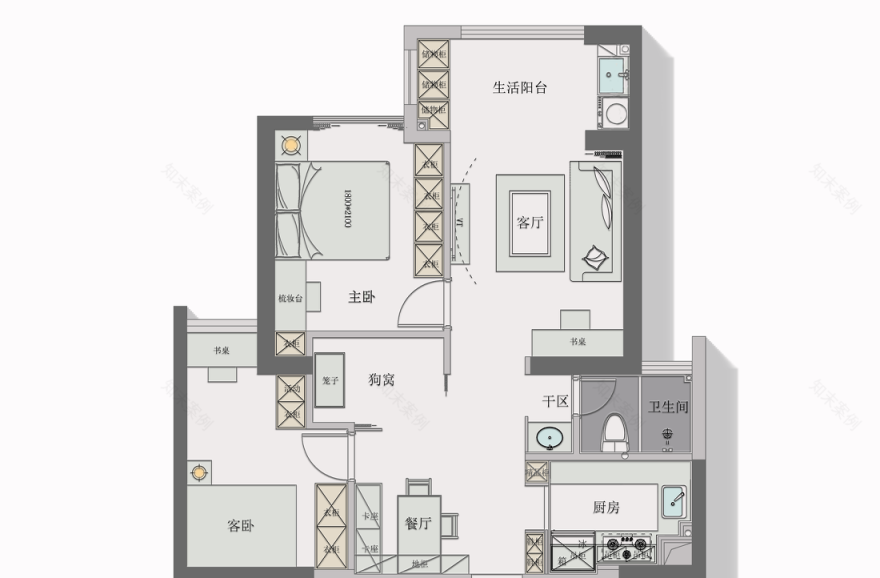 北欧风格清新婚房设计-11