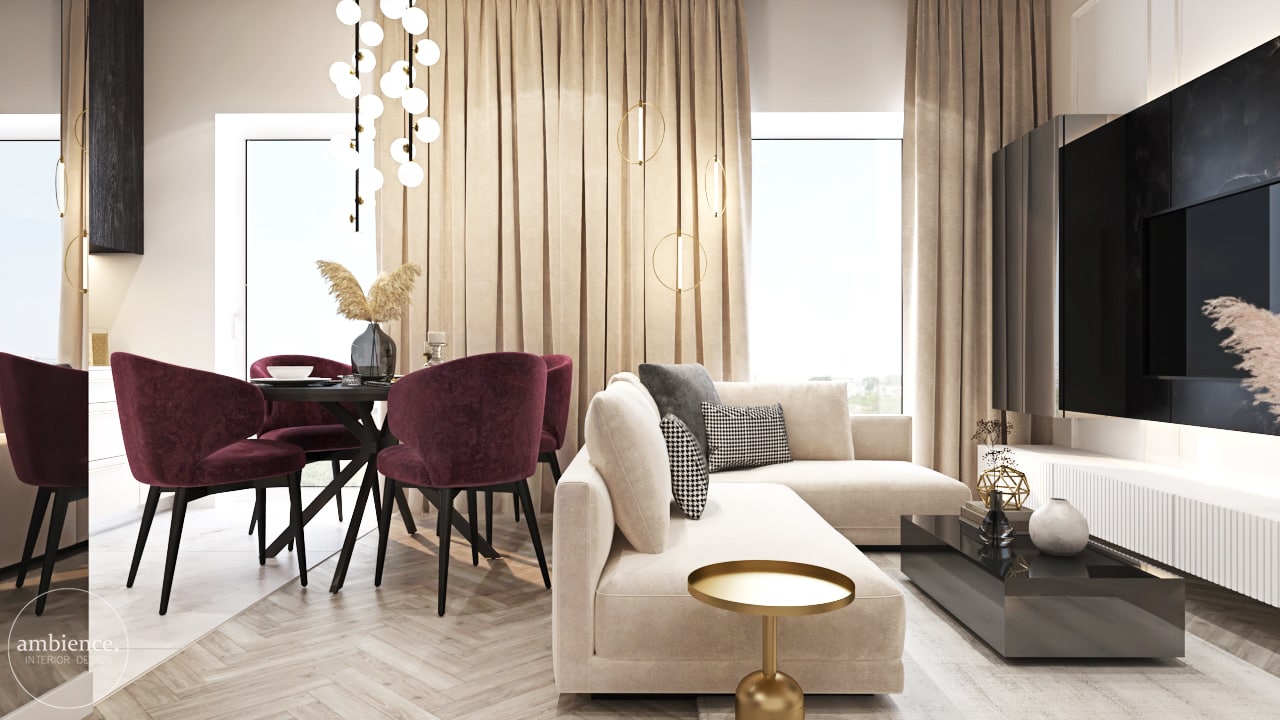 现代经典风带酒红色调室内项目丨波兰埃尔布隆格-16