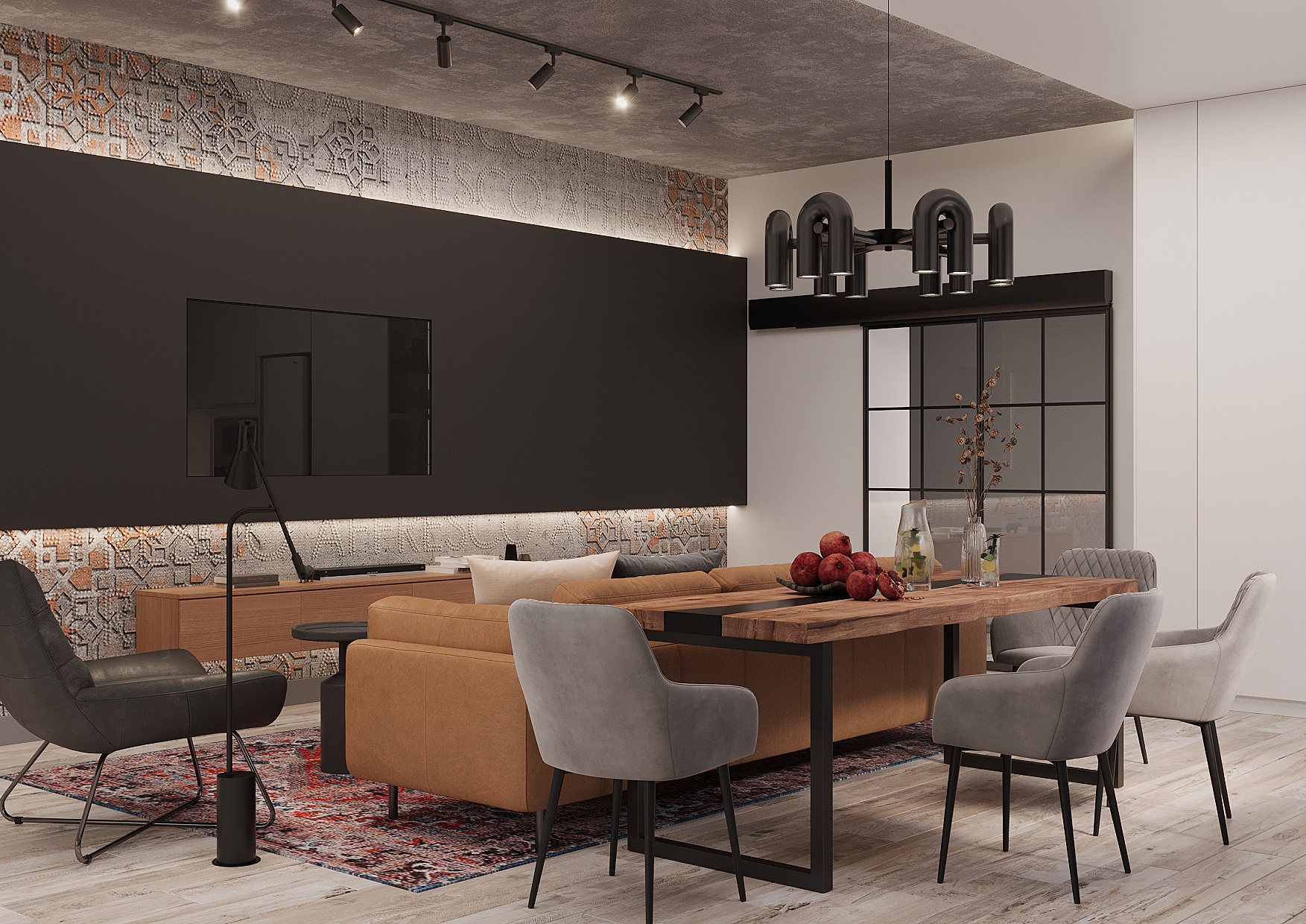 厨房  客厅设计项目丨俄罗斯奥伦堡丨DALI装饰材料与设计展厅-2