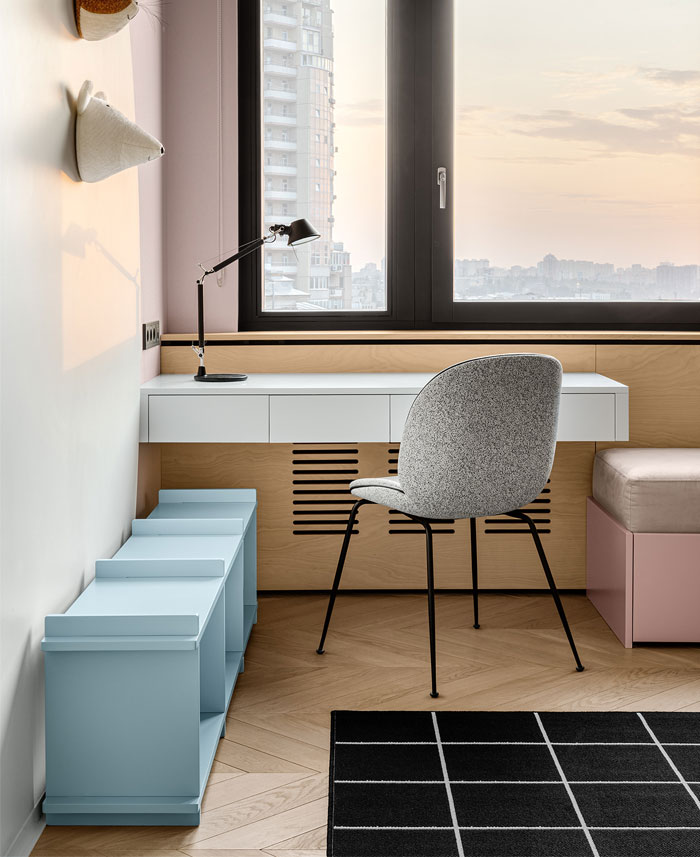 Green L-shaped Kitchen in Kyiv Apartment by Nadya Chabannaya - InteriorZine-12