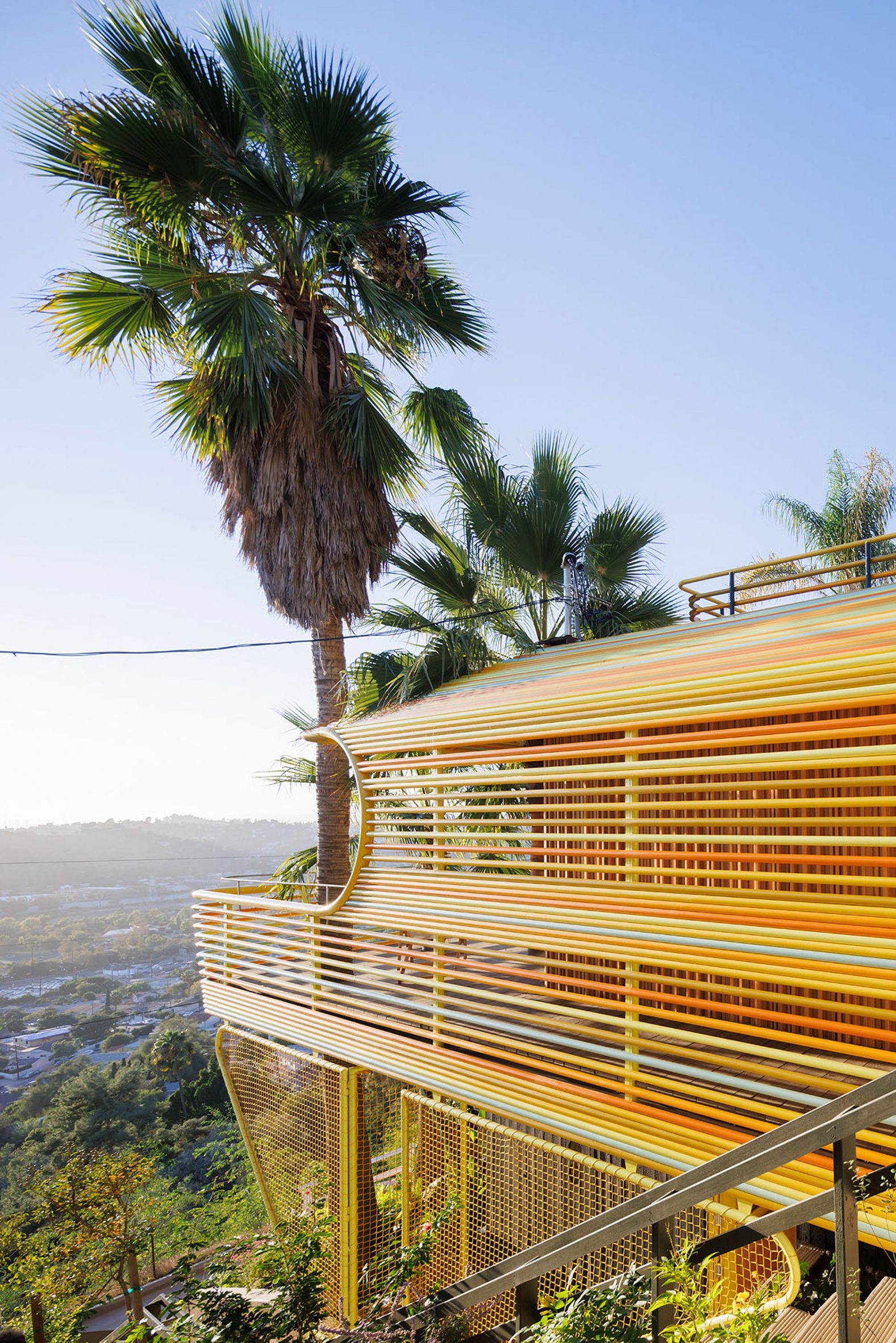 SelgasCano and Diego Cano wrap LA hillside house in colourful aluminium tubes-7