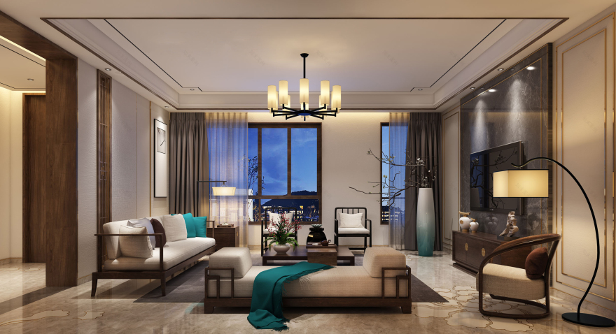 新中式 中式古典 奢华家装别墅样板房-17-10