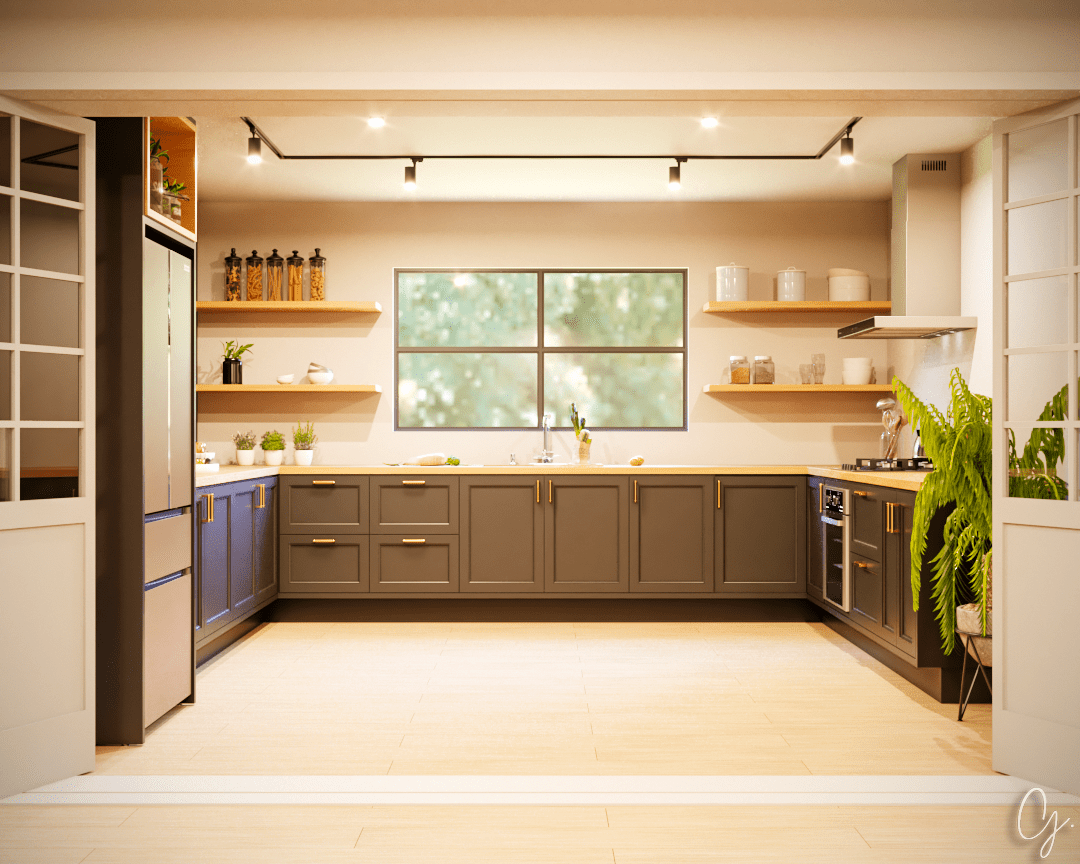Kitchen with wood and black combo !!!-0