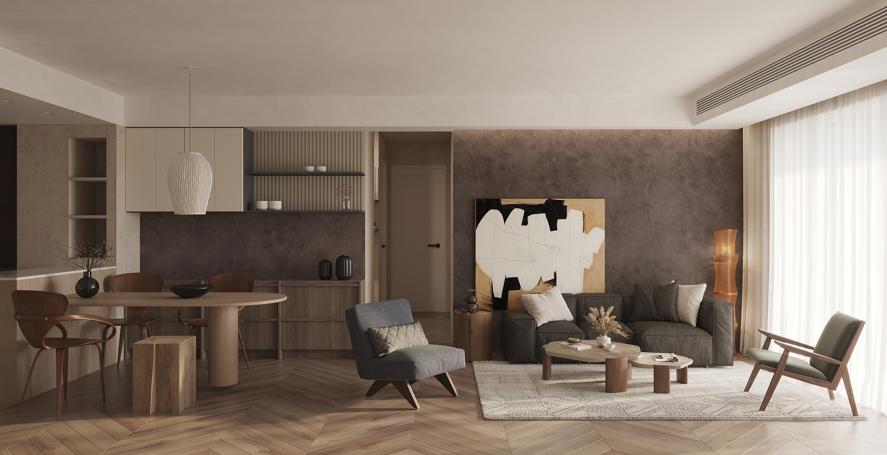 侘寂风格丨两套室内渲染-11