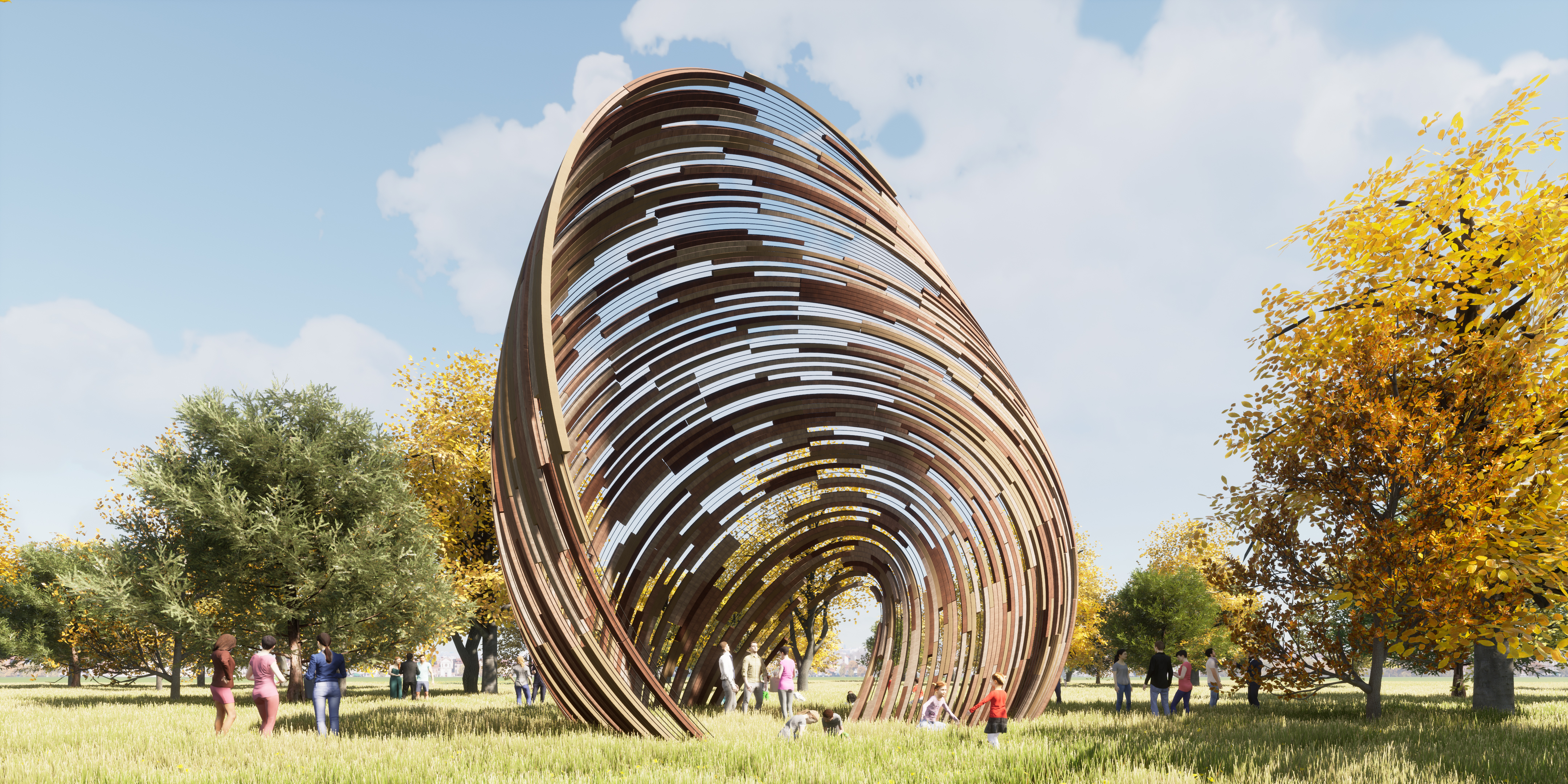 旋转弧形贝壳亭-0