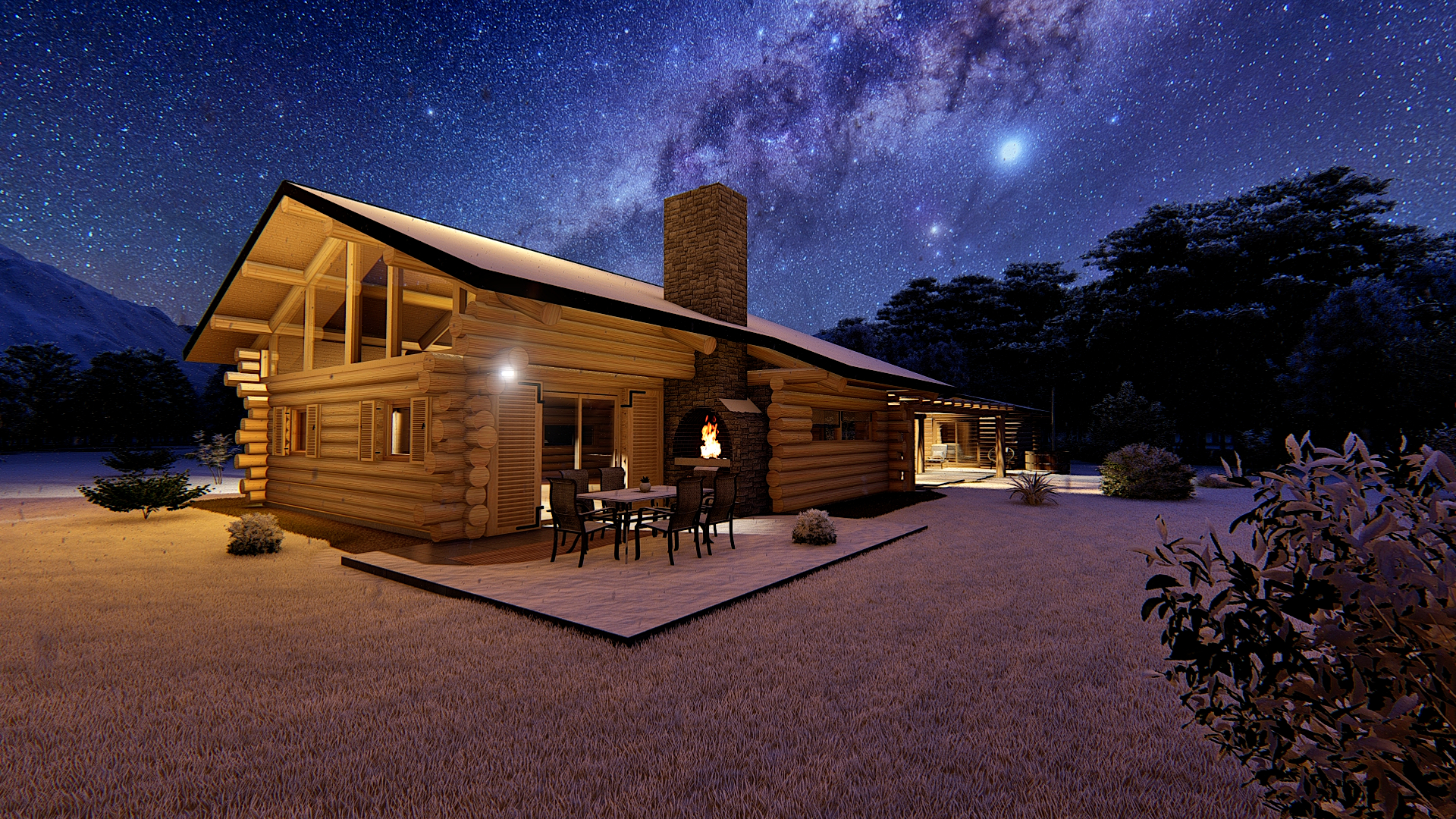 log house with log garage and log sauna SPA-5