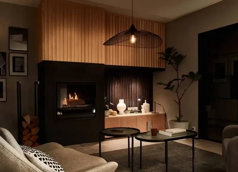 时尚工业风客厅,融入独特设计壁炉-9