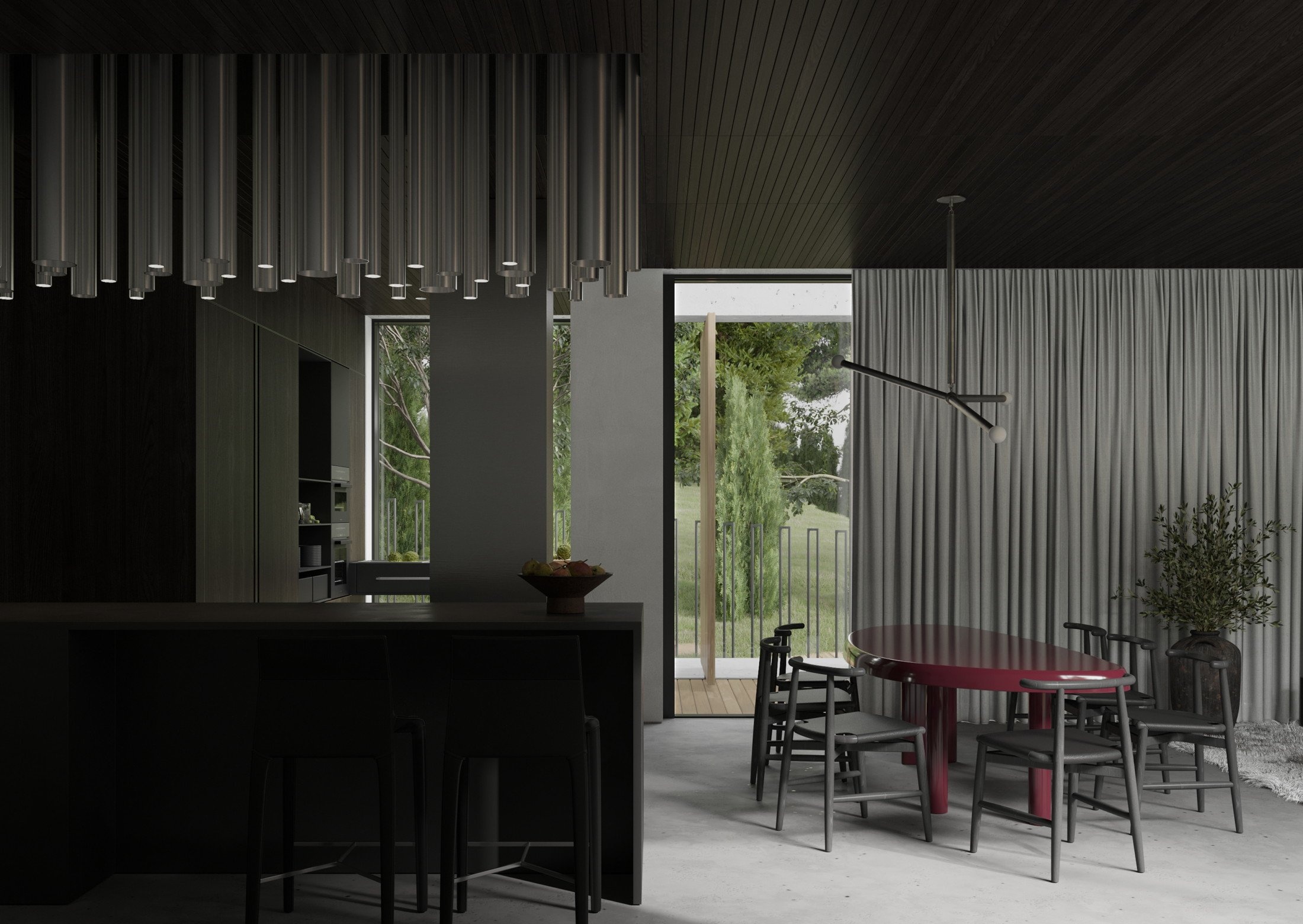 352㎡深色系住宅设计 超有品味的设计-8