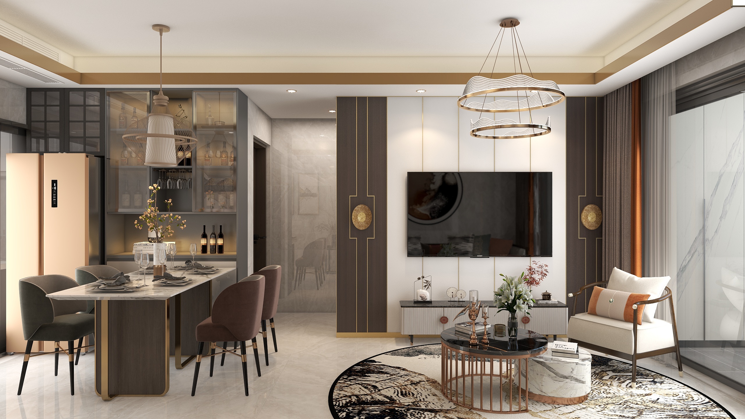 深圳口山设计：华强城市花园现代轻奢风，LDK开放式-3