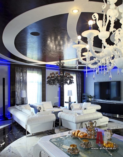 有瀑布和LED照明的豪华公寓室内设计丨Макушев Сергей,Серебряная Мария-13