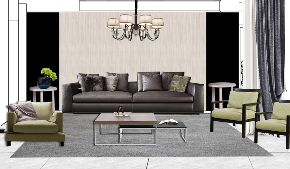 现代简约风格软装案例，黑白灰主调打造质感空间-1