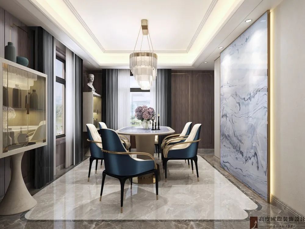 意式新奢华蓝白空间丨高度国际装饰设计集团武汉公司-53