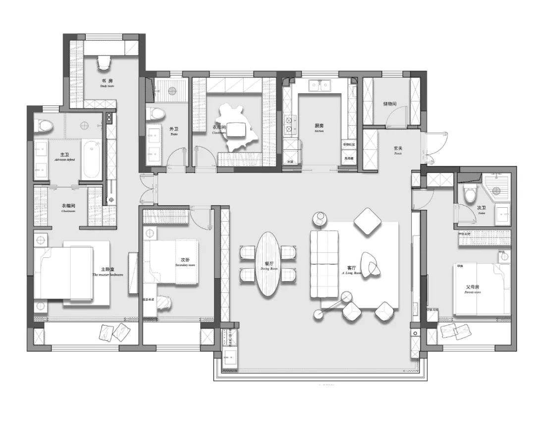 复古蓝红拼接法式美居丨晓安设计-9