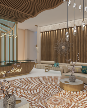 hotel reception in ancient egyption style