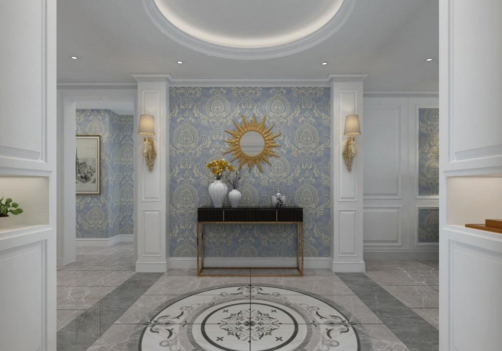 恒大华府欧式轻奢装修 蓝色调奢华空间-6