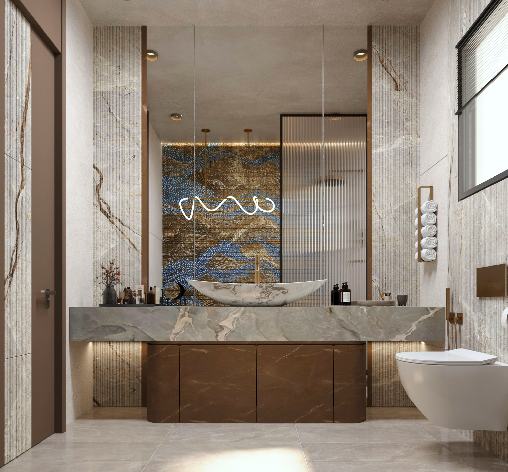 现代奢华浴室

注：原文中Lu·ury可能是Luxury的拼写错误 丨Nourhan Emad-6