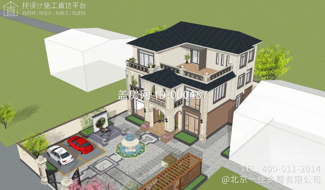 【设计师案例】土建参考造价82万，面宽13.2m×进深14m四川南充三层欧式别墅-47