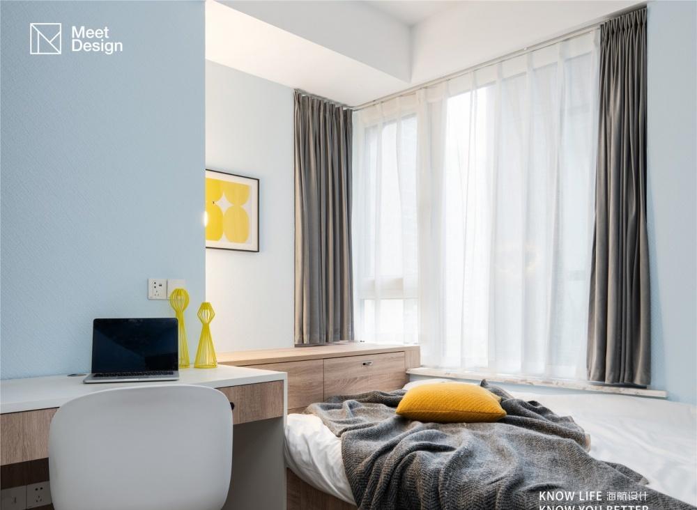 学区房变清新北欧居,蓝色元素打造个性空间-16