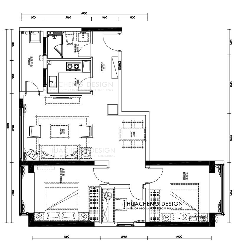 【华成美域设计】兆信-禧悦湾样板间F3-1 75㎡雅致国风-8