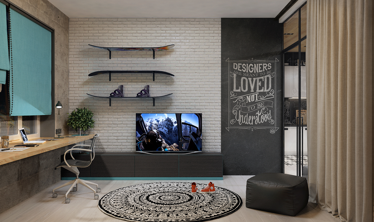 小型公寓木质与植物装饰设计-24